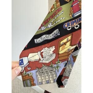 VTG 1993 Silk Novelty Tie Law Firm Graphics Dog Funny Nicole Miller